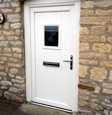 White composite door with glass